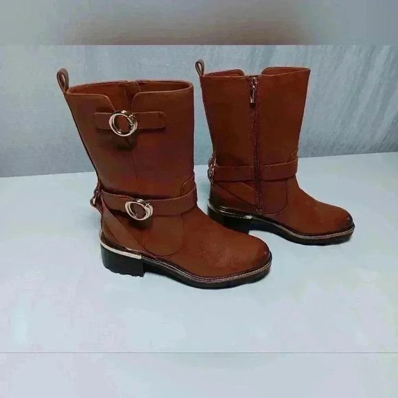 Vince Camuto Block Heel Leather Upper Mid calf Pull on boots. NWOT Ladies size 7 - Picture 1 of 11